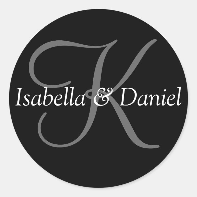 Stylish Bride Groom Customisable Wedding Monogram Classic Round Sticker (Front)