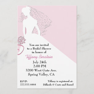 Stylish Bride in Veil Bridal Shower Invitation