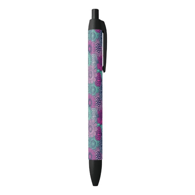 Stylish bright pattern of gorgeous flowers black ink pen (Bottom (Vertical))
