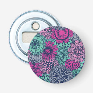 Stylish bright pattern of gorgeous flowers bottle opener