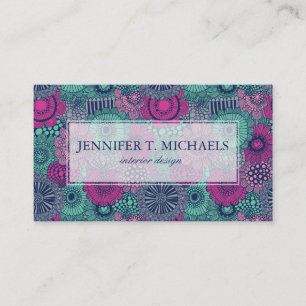 Stylish bright pattern of gorgeous flowers business card