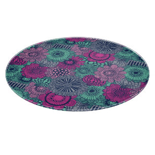 Stylish bright pattern of gorgeous flowers cutting board