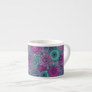 Stylish bright pattern of gorgeous flowers espresso cup