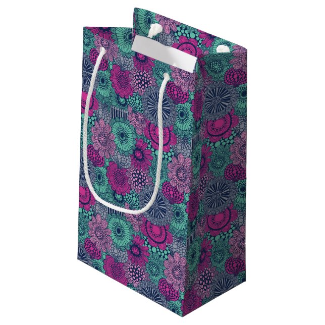 Stylish bright pattern of gorgeous flowers small gift bag (Back Angled)