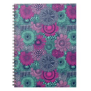 Stylish bright pattern of gorgeous flowers spiral notebook