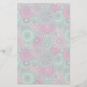 Stylish bright pattern of gorgeous flowers stationery