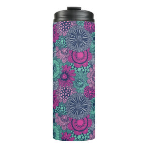 Stylish bright pattern of gorgeous flowers thermal tumbler