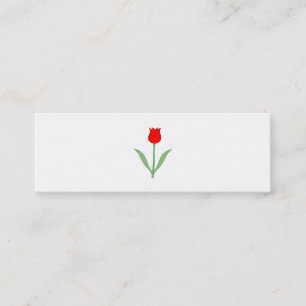 Stylish Bright Red Tulip. Mini Business Card