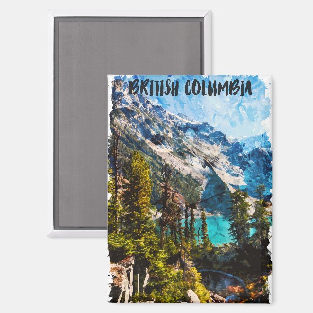Stylish British Columbia Canada Mountain View Magnet (Front/Back)