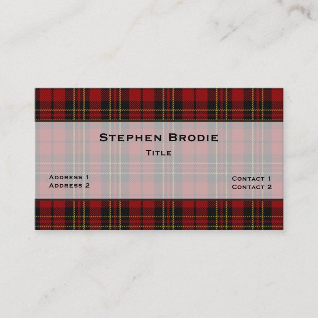 Stylish Brodie Tartan Plaid Custom Business Card (Front)