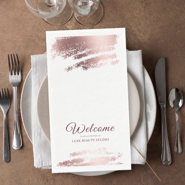 Stylish Bronze Business Event Party Welcome Napkin (Stylish Bronze Business Event Party Welcome Paper Guest Towels)