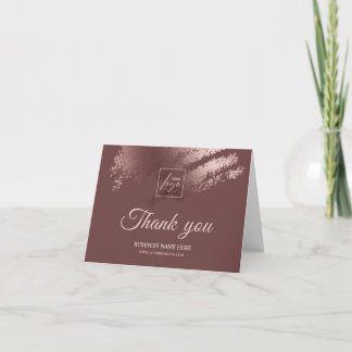 Stylish Bronze Business Logo Folded Thank You Card