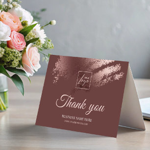 Stylish Bronze Business Logo Folded Thank You Card