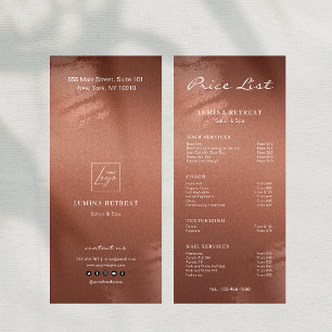 Stylish Bronze Business Logo Price List Rack Card