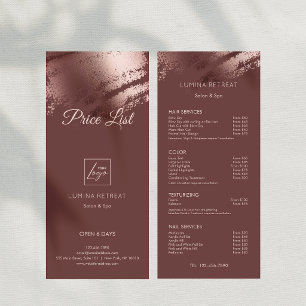 Stylish Bronze Business Logo Price List Rack Card
