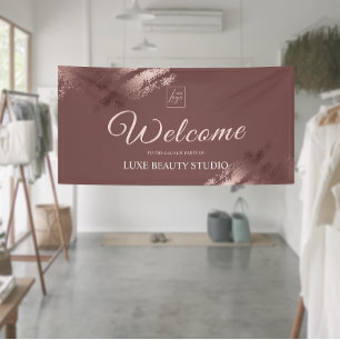 Stylish bronze special event launch party welcome banner