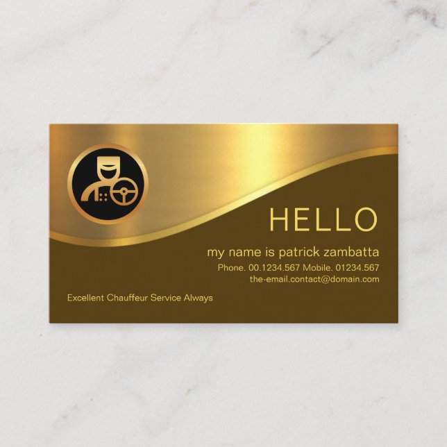 Stylish Brown Layer Gold Wave Chauffeur Business Card (Front)