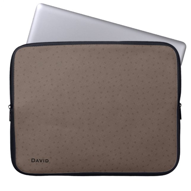 Stylish Brown Ostrich Look Custom Lap Top Sleeve (Front)
