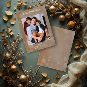 Stylish Brown Snowflakes Christmas Modern Photo