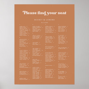 Stylish Brown sugar Alphabetical seating chart