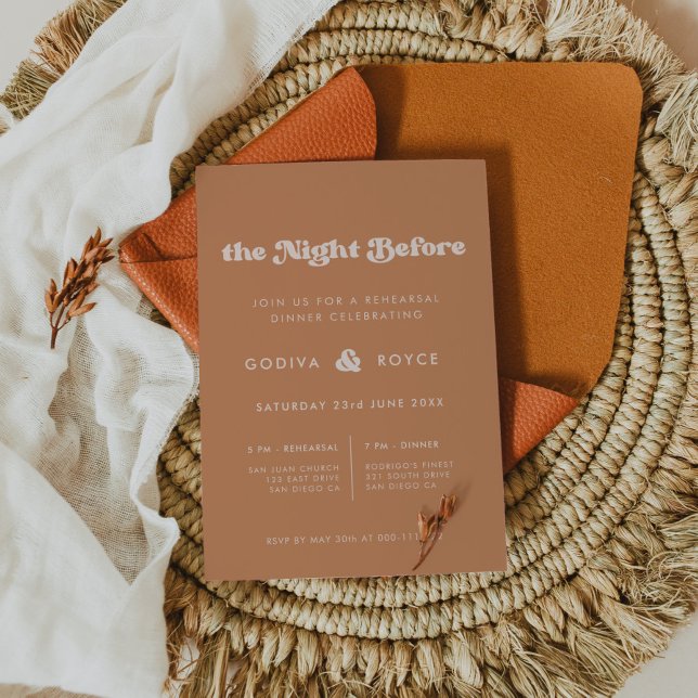 Stylish Brown The night before wedding rehearsal Invitation (Creator Uploaded)