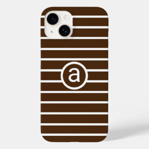 Stylish brown White pattern Monochromatic Name Case-Mate iPhone 14 Case
