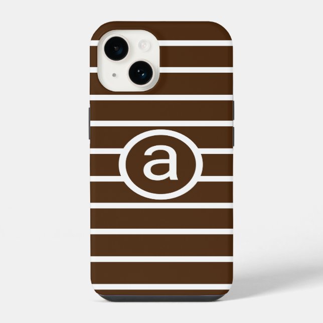 Stylish brown White pattern Monochromatic Name iPhone Case (Back)