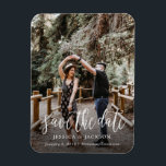 Stylish Brush Script Save the Date Magnet<br><div class="desc">Share your wedding date in style with this stylish and unique brush script style wedding photo magnet. A unique save the date perfect for any newly engaged couple.</div>