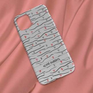 Stylish brushstrokes Hearts Lines Pattern Personal Case-Mate iPhone 14 Case