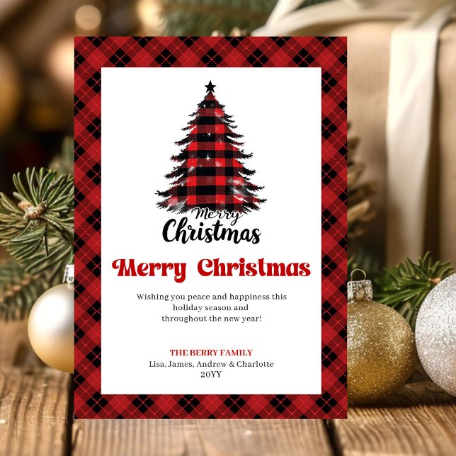 Stylish Buffalo Check Christmas Greeting Card (Stylish Buffalo Check Christmas Greeting Card)