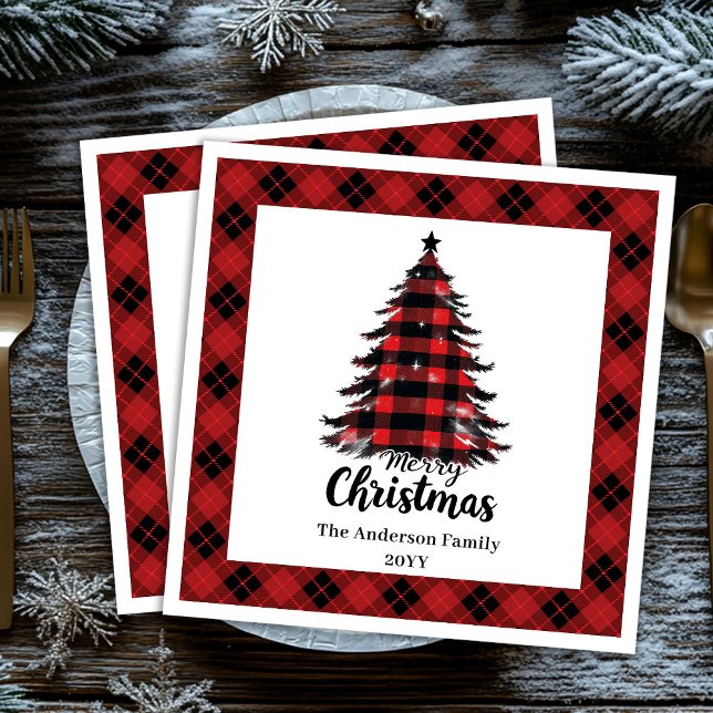 Stylish Buffalo Christmas Tree Napkin Template (Stylish Buffalo Christmas Tree Napkin Template)