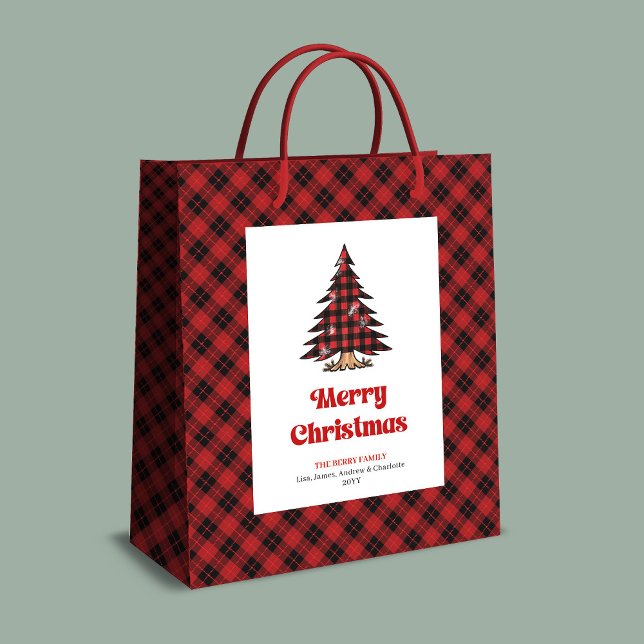 Stylish buffalo plaid gift bag Christmas custom (Stylish buffalo plaid gift bag Christmas custom)
