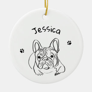 Stylish Bulldog Minimalist  Ceramic Tree Decoration