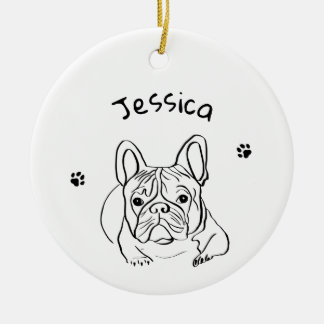 Stylish Bulldog Minimalist Ceramic Tree Decoration