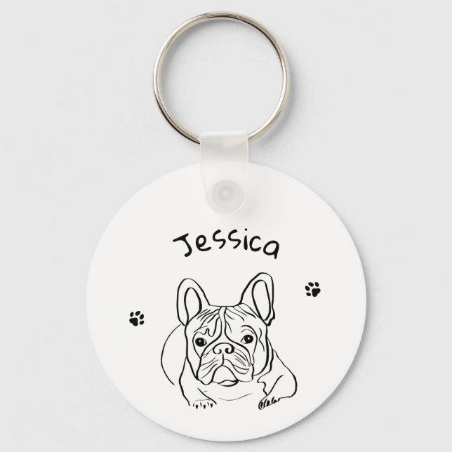 Stylish Bulldog Minimalist  Key Ring (Front)