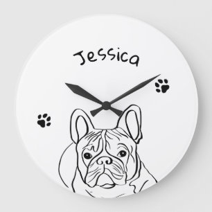 Stylish Bulldog Minimalist Large Clock