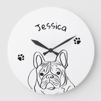 Stylish Bulldog Minimalist Large Clock