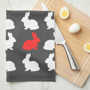 Stylish Bunny Bunnies Rabbits Pattern Tea Towel