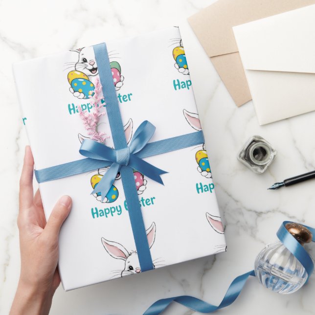 Stylish bunny eggs Gift Happy Easter gift Wrapping Paper (Gifting)