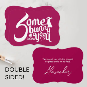 Stylish Bunny Pun Love Magenta White Typography Card