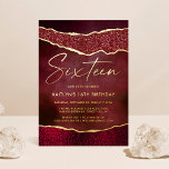 Stylish Burgundy Geoed Agate 16th Birthday Real<br><div class="desc">Celebrate in style with these elegant and very trendy real foil pressed 16th birthday invitations. The design is easy to personalise with your special event wording and your guests will be thrilled when they receive these fabulous invites.</div>
