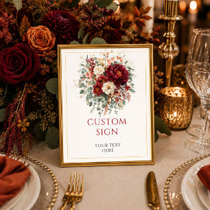 Stylish Burgundy Gold Floral Deep Red custom 8x10 Poster