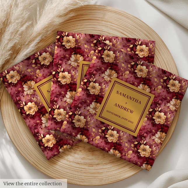 Stylish Burgundy Gold Wedding Reception Napkins (Stylish Burgundy Gold Wedding Reception Napkins)