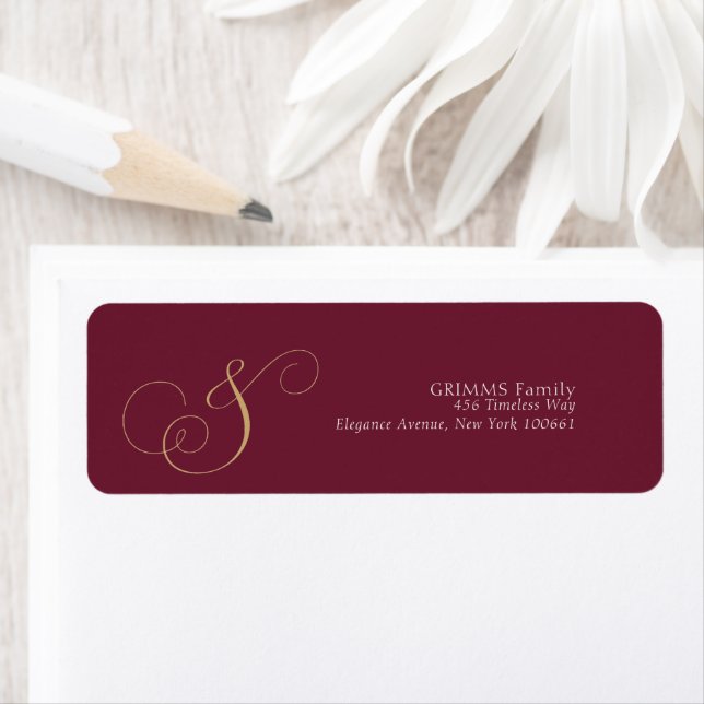 Stylish Burgundy Golden Typography Wedding (Insitu)