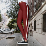 Stylish Burgundy Leggings with White Side Stripe<br><div class="desc">Elevate your everyday athleisure look with these sleek Burgundy leggings, designed with a crisp white stripe down each side for a sporty and modern appeal. Whether you're heading to the gym, running errands, or just relaxing, these leggings offer a perfect combination of comfort and style. Pair them with sneakers and...</div>