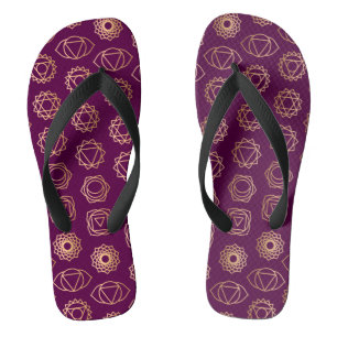 Stylish Burgundy Purple Green Chakra Pattern Jandals