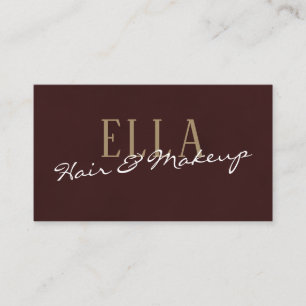Stylish Burgundy Watercolor Hair Makeup Business Card