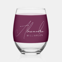 Stylish Burgundy White Modern Calligraphy Name