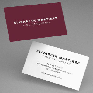 Stylish Burgundy Wine Maroon Modern Front and Back Business Card