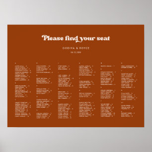 Stylish Burnt Orange Alphabetical seating chart